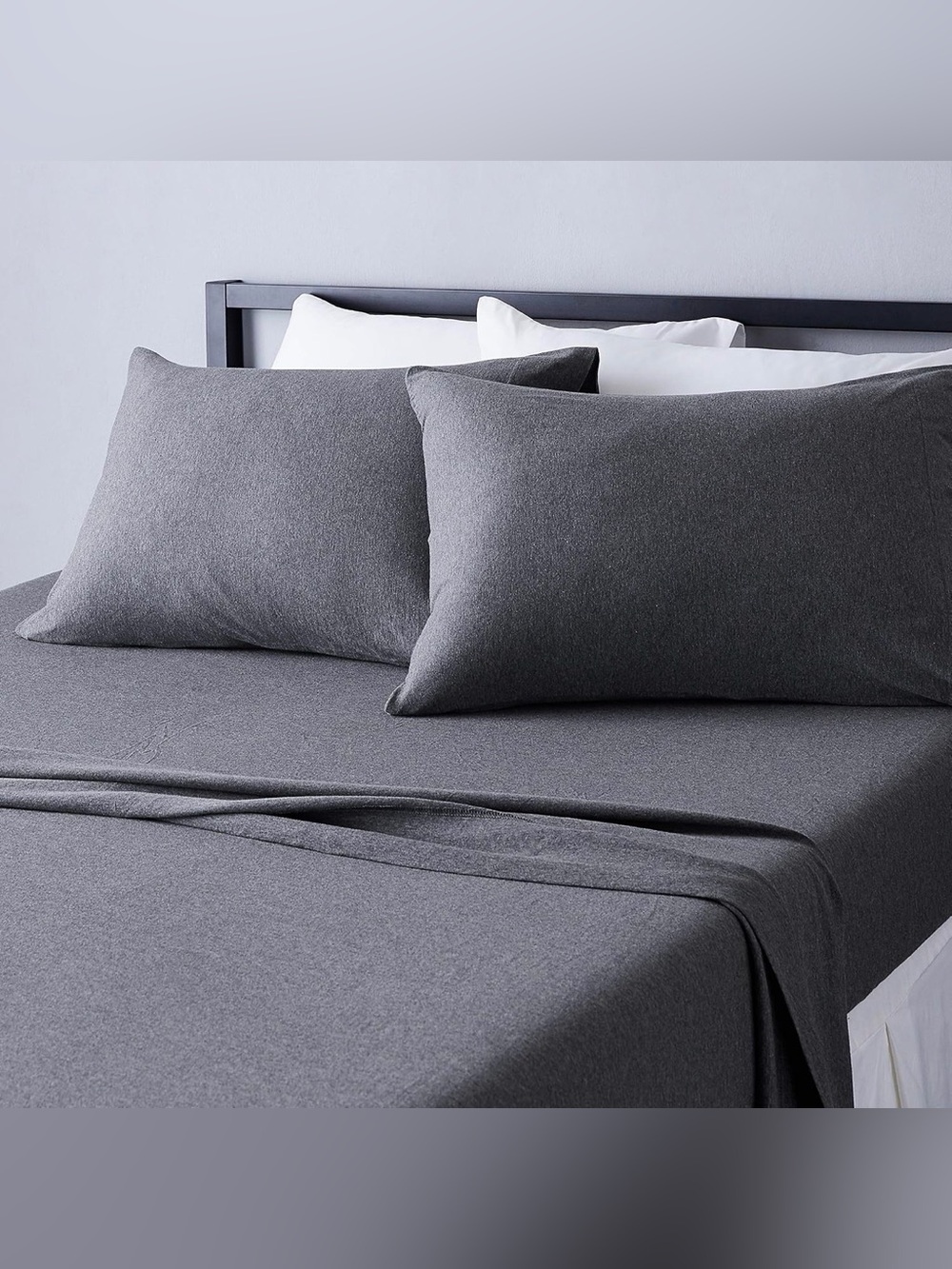 Amazon Basics King 4 Piece 100% Cotton Jersey Sheet Set Dark Gray